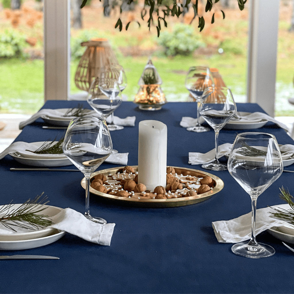Navy Linen Tablecloth