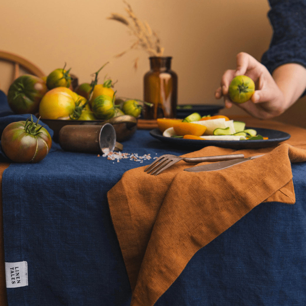Navy Linen Tablecloth