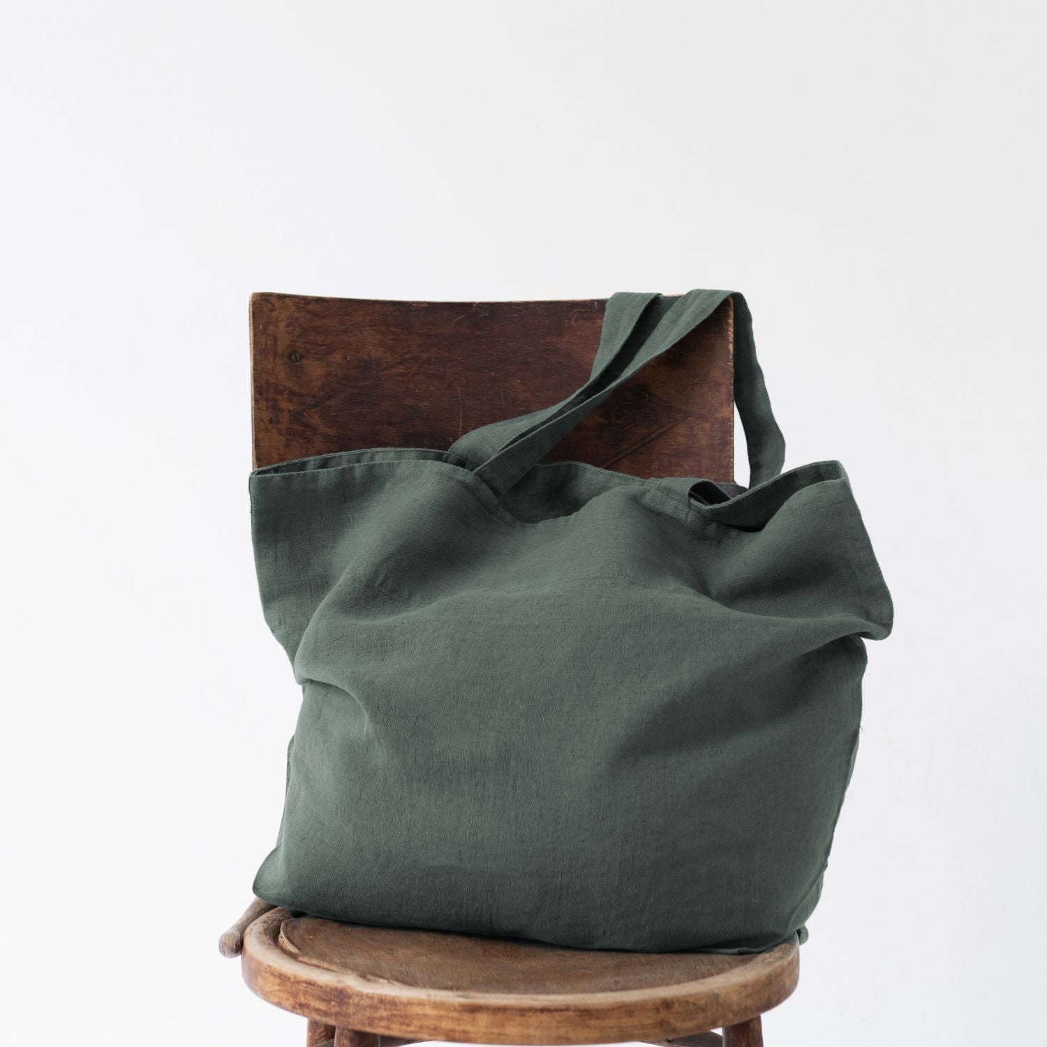 Forest Green Linen Big Bag
