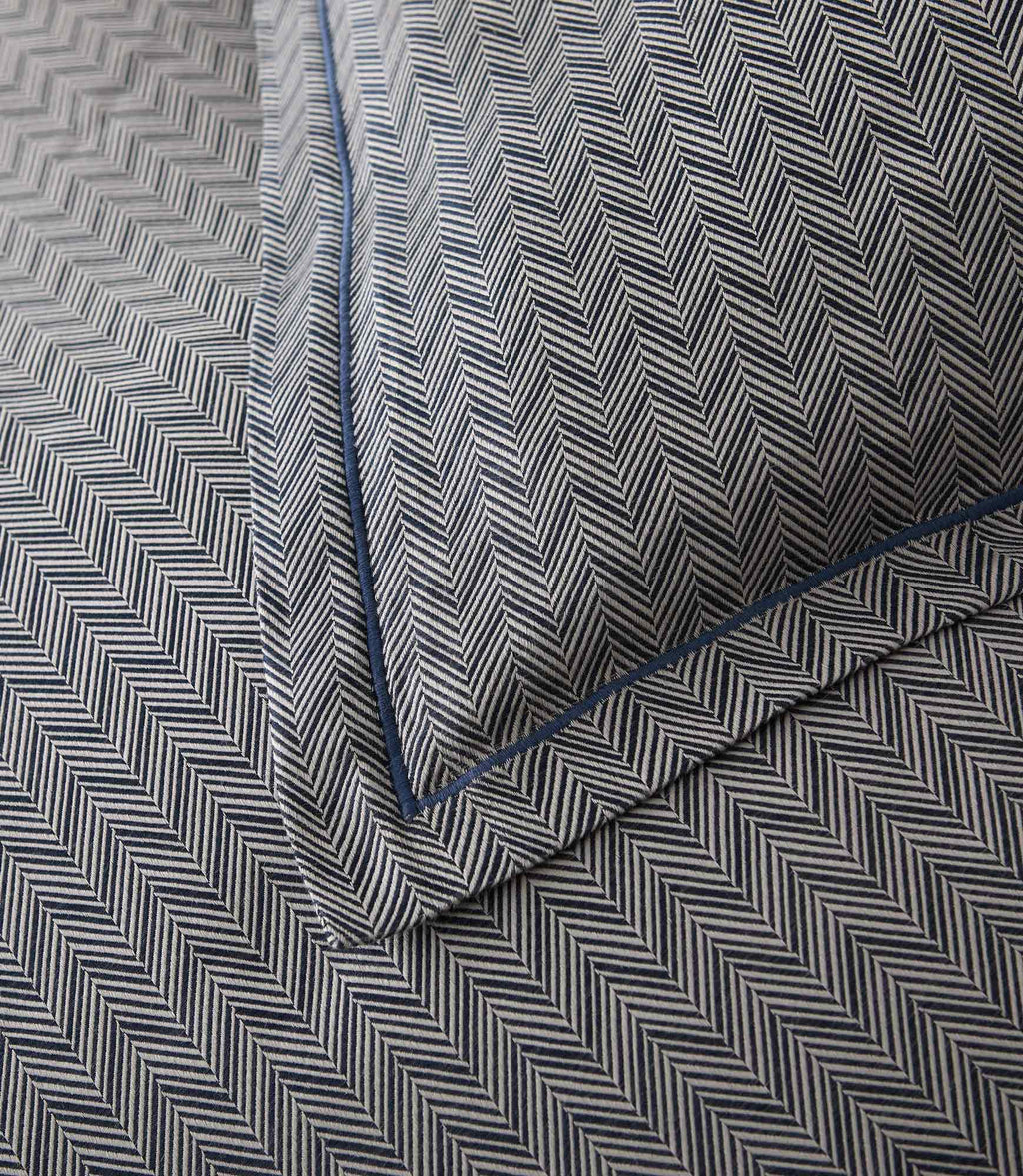 Detail of Savoy Jacquard Shams, Navy